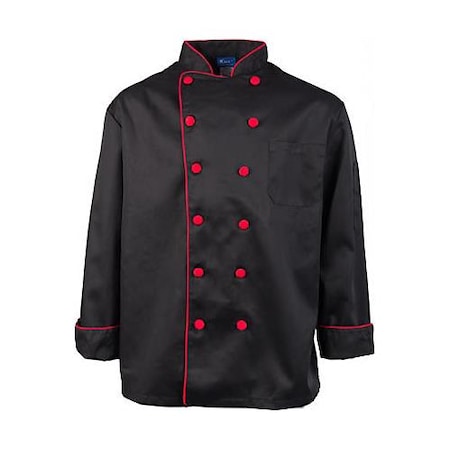 Kng 3XL Executive Black and Red Chef Coat 2118BKRD3XL